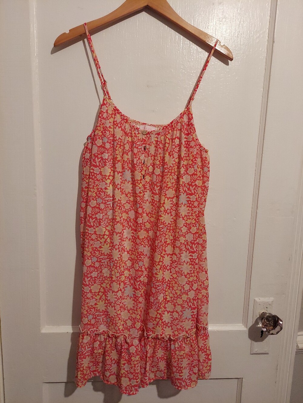 Pink Lily Mini Dress Womens Small Floral Ditsy Ruffle Tiered Feminine Summer